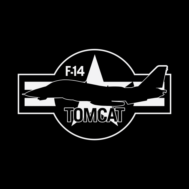 F-14 Tomcat Military Fighter Jet Aircraft Silhouette with Roundel by hobrath