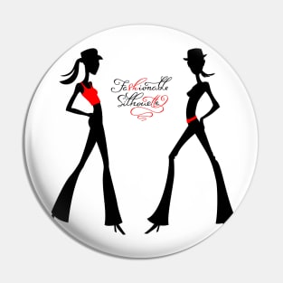 Black silhouette of fashion girls Pin