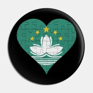 Macanese Jigsaw Puzzle Heart Design - Gift for Macanese With Macau Roots Pin