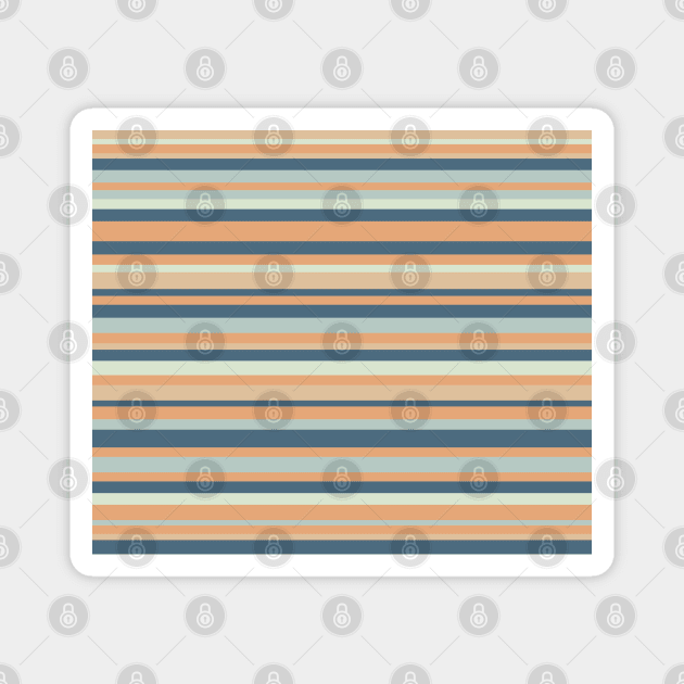 Stripped design in retro neutral pink and blue tones Magnet by F-for-Fab