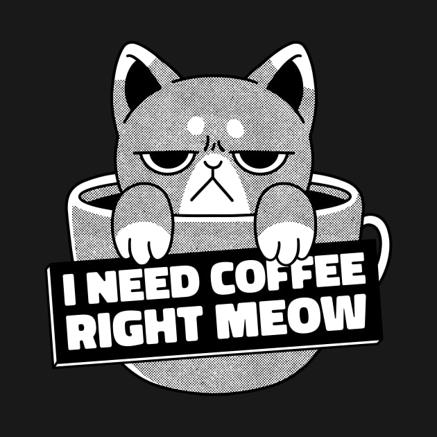 I Need Coffee Andry Funny Cartoon Cat by ExelanArt