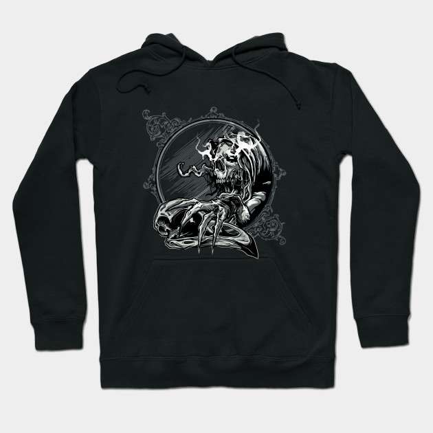 Grim Reaper With Bird Skull Design Grim Reaper Hoodie Teepublic