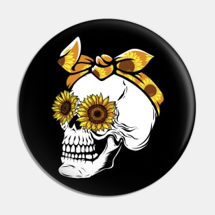 Skull sunflower Pin