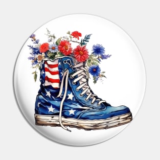 Patriot Shoe with Flowers Pin