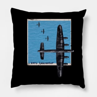 Avro Lancaster Bomber Airplane WW2 over the sea Pillow