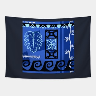 Blue Hawaiian Patterns Tapestry