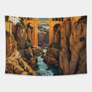New Bridge Ronda Andalucia Starry Night Spain Travel Tourism Retro Vintage T-Shirt Tapestry