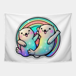 Kawaii Seals Happy Pride Colourful Tapestry