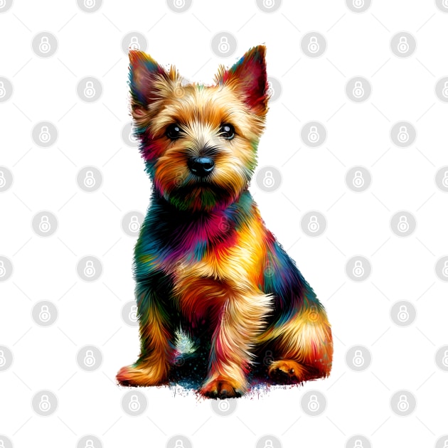 Vibrant Norwich Terrier in Colorful Splash Paint Art by ArtRUs