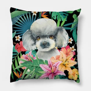Tropical Gray Silver Toy Poodle 1 Pillow