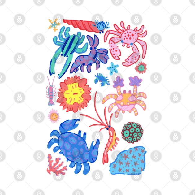 Pastel Corals, Crabs, and Shrimps by narwhalwall