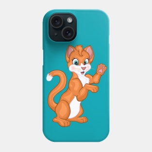 Cute Waving Bright Orange Ginger Kitten Phone Case