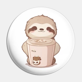 cute sloth with coffee Pin