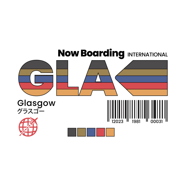 Vintage Glasgow GLA Airport Label Retro Travel Scotland by Now Boarding