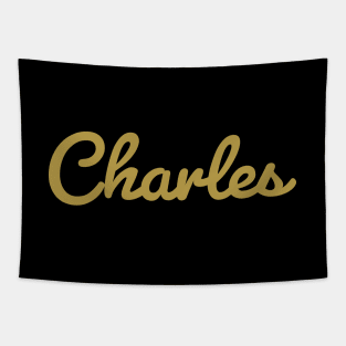 Charles Cursive Script Typography Gold Text Tapestry