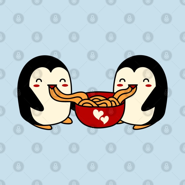 Cute Penguins Eating Noodles by Illustradise