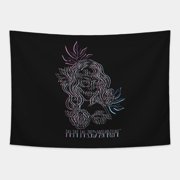 Elegant 3D Voodoo Death Face Hawaiian Woman Tapestry by JakeRhodes