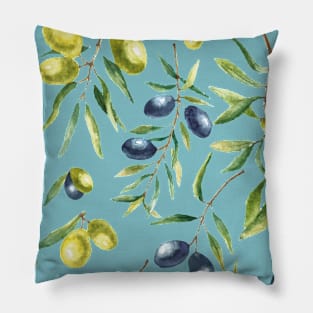 Olives - Mediterranean pattern Pillow