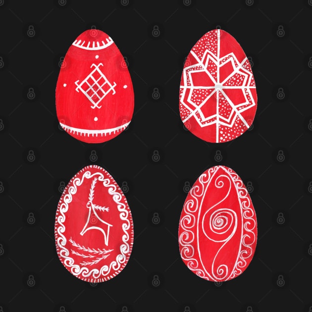 Ukrainian Pysanka Easter Eggs Set - 4 Hand-Painted Designs by Wolshebnaja