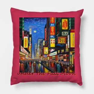 Japan Osaka Dotonbori under the Full Moon by Kana Kanjin Pillow