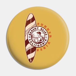 beach bliss California surf and coffee Pin