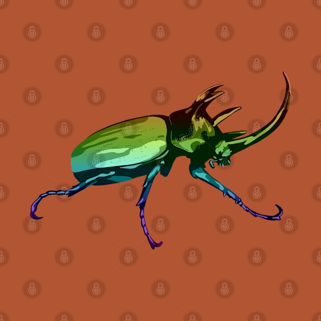 Rainbow Five Horned Rhinoceros Beetle by GeoCreate