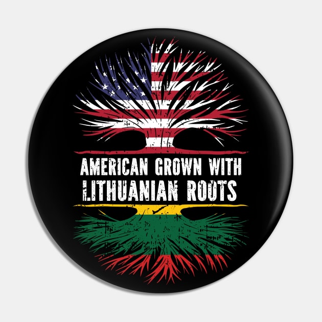 American Grown with Lithuanian Roots USA Flag Pin by silvercoin