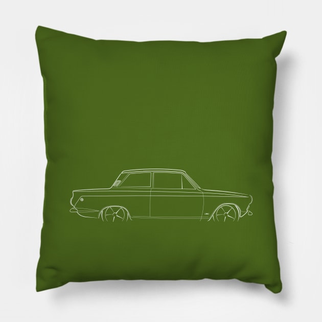 Ford Cortina Lotus Mki - profile stencil, white Pillow by mal_photography