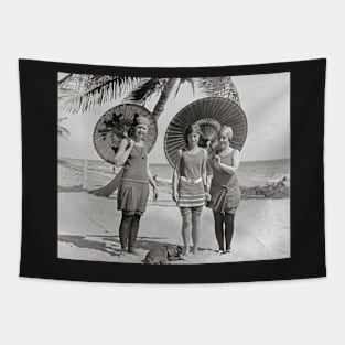 Ladies at the Beach, 1920. Vintage Photo Tapestry