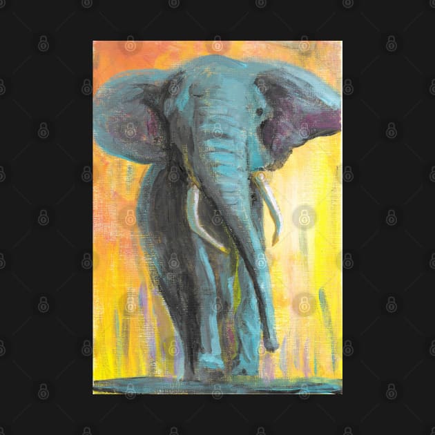 Elephant in Yellow by ReneeDixonArt