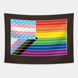 Trans Pride Progressive American Flag Tapestry