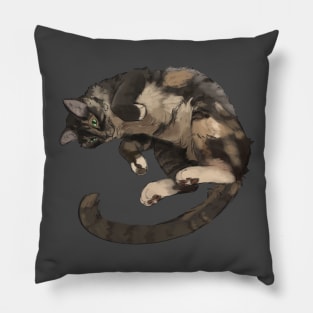 Cute cat curled up playful happy cat Pillow