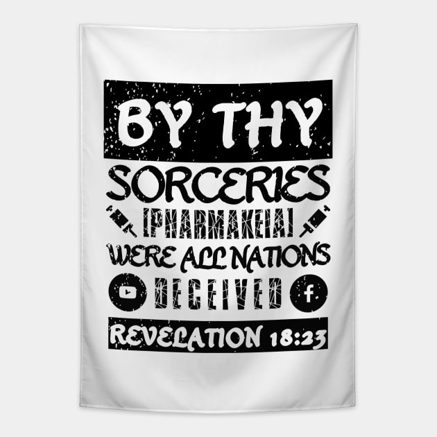 Revelation 18:23 Sorceries Pharmakeia Grunge Aesthetic Tapestry by BubbleMench