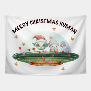 Merry Christmas Humans Tapestry