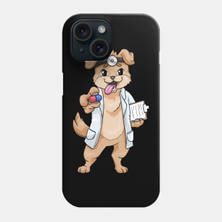 Dog as doctor with pills and notepad Phone Case