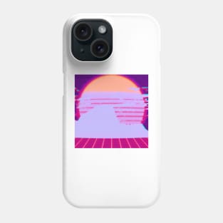 retrowave mountain VHS purple-red Phone Case