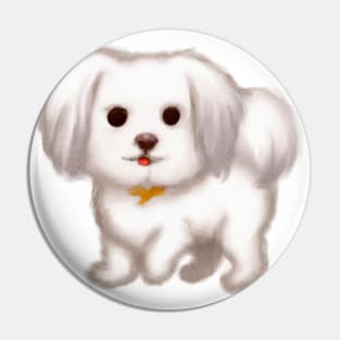 Cute Maltese Dog Drawing Pin