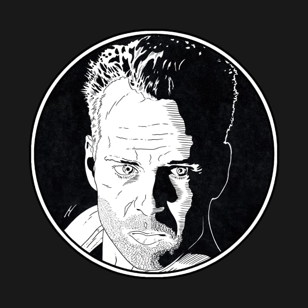 JOHN McCLANE - Die Hard (Circle Black and White) by Famous Weirdos