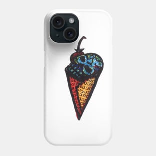 Ice cream, waffle cone, skulls, jms art Phone Case