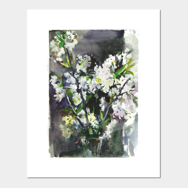 Cherry Blossom Watercolor Painting Cherry Blossom Posters And