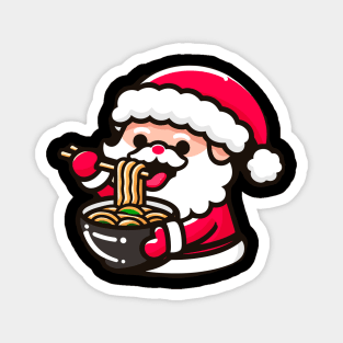 Cartoon Santa Eating Ramen Magnet