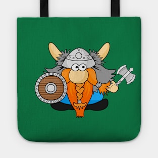 Funny Little Viking Warrior Cartoon Illustration Tote