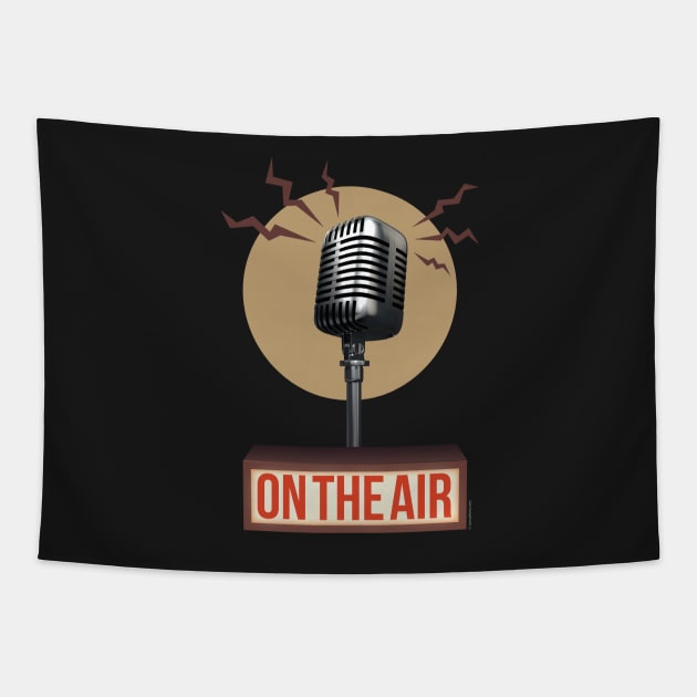 Music/Voice: On the Air - Vintage microphone with lightbox signal Tapestry by ImproveYourself