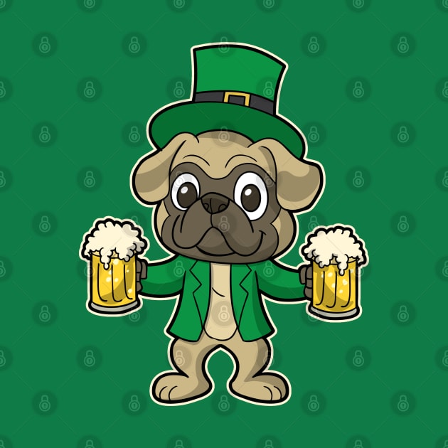 Irish Pug Dog Leprechaun St Patricks Day Beers by E