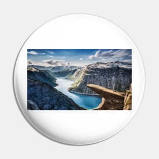 Trolltunga Norway Fjord Painting Pin