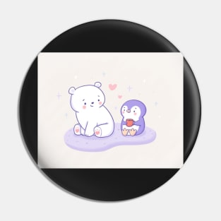 Polar Bear and Penguin Christmas Pin