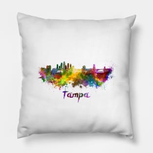 Tampa skyline in watercolor Pillow