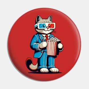 Cool cat eating popcorn Pin