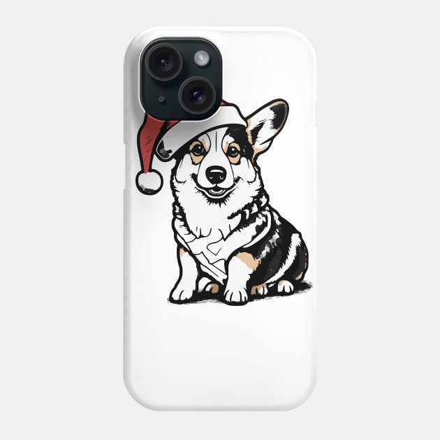 Christmas Dog with Santa Hat Phone Case by Luvleigh