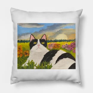 Cat at Sunset Pillow